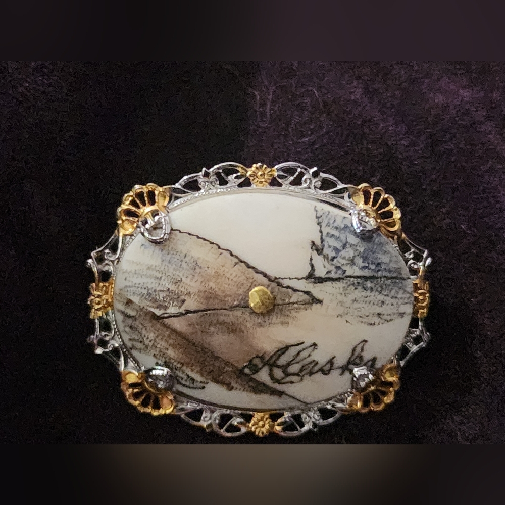 Vintage Alaska souvenir pin sterling silver 1940s?